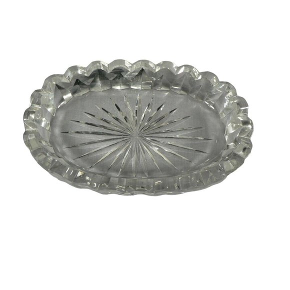 Dish Oval Starburst Glass Mint Candy Saw Tooth Rim Elegant Mid-Century - Picture 6 of 12
